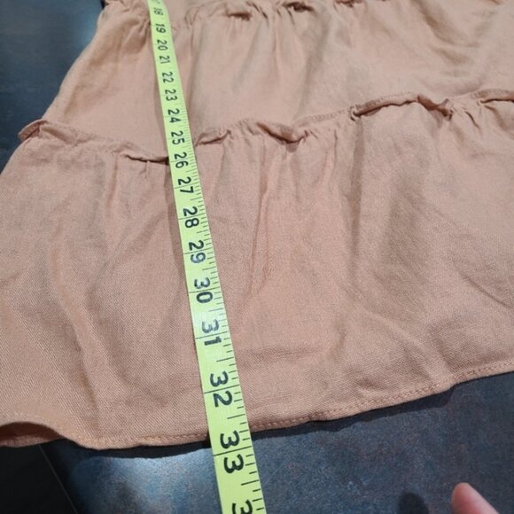 Love Tree Tiered Spaghetti Strap Summer Dress Linen Like Peach Tan SmallButton - Picture 9 of 9